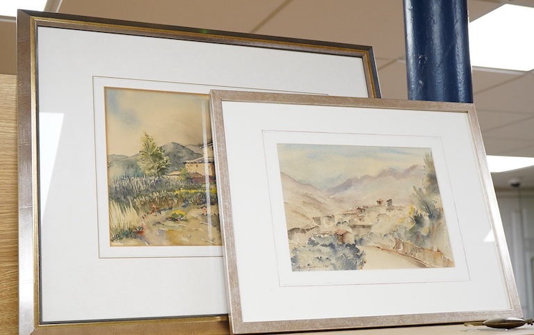 Luc Berendsen, Mediterranean landscapes, to include one of ‘Mallorca’, each signed and dated '82 and '84, two watercolours, largest 21 x 31cm